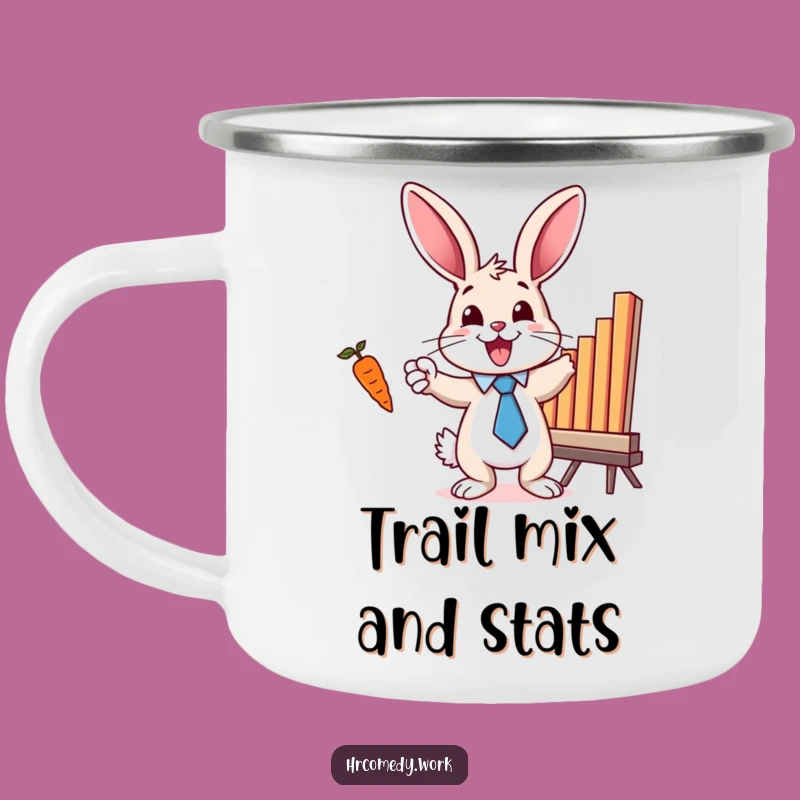 Funny Bunny Tie Camping Mug: Durable Motivational Humor for Outdoors