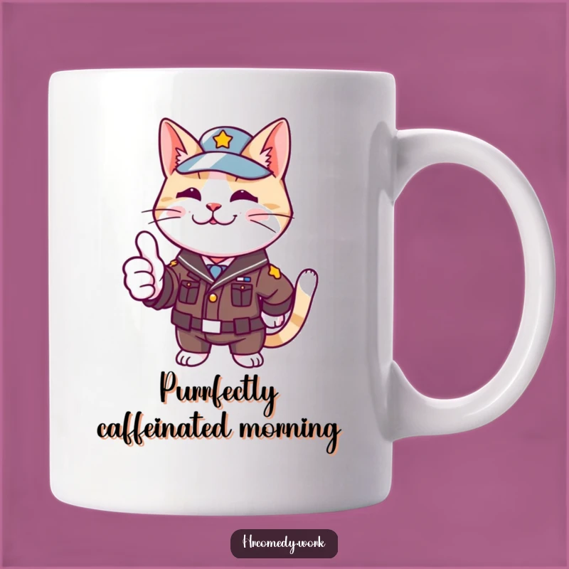 Funny Cat Uniform Mug: Enthusiastic Thumbs Up for Pet Lover Gifts