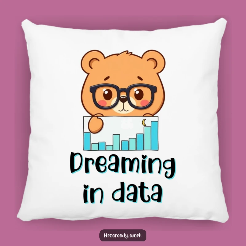 Funny Bear Glasses Pillow: Soft Data Analyst Cushion for Cozy Humor