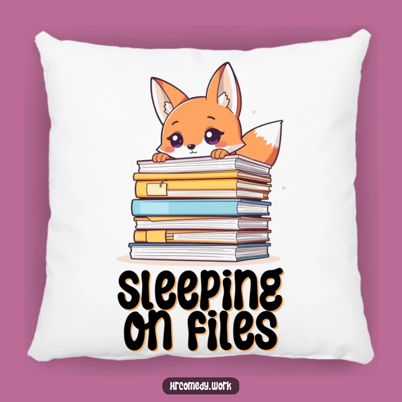 Funny Fox Peeking Files Pillow: Cozy Mystery for Your Couch!
