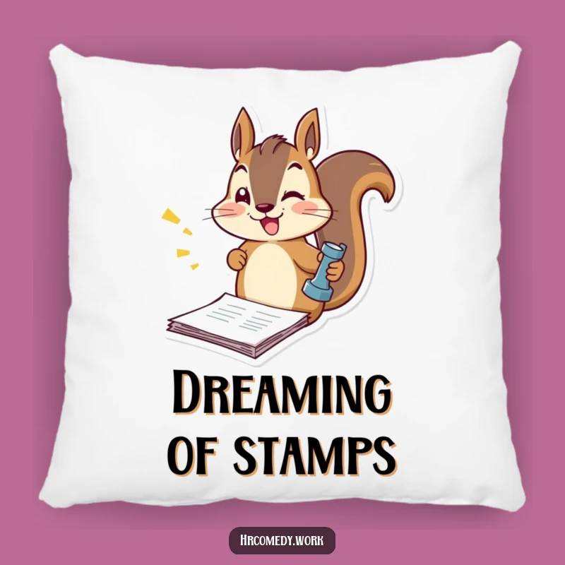 Funny Squirrel Stamping Documents Pillow: Comfy & Energetic Home Accent!