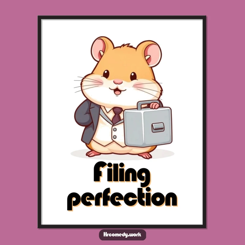 Funny Hamster Suit Digital Art - Tiny Office Filing Cabinet Print Gift