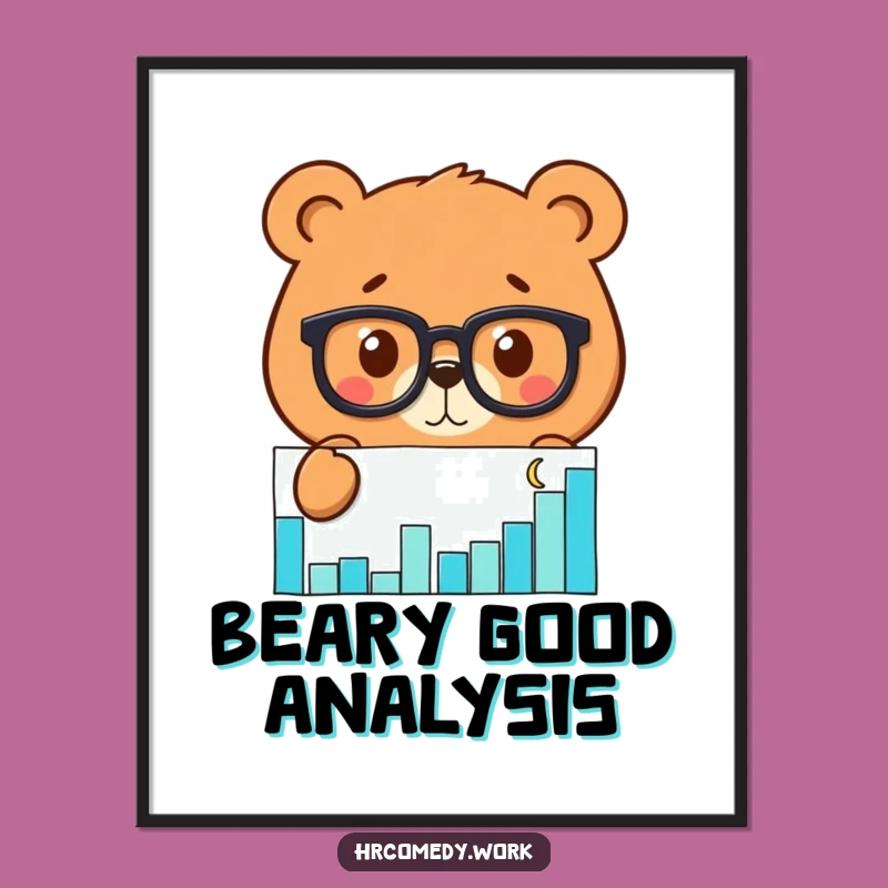 Funny Bear Glasses Digital Art: Intense Analyst Wall Decor for Smart Spaces