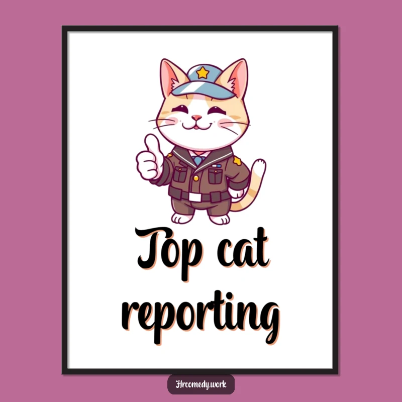 Funny Cat Uniform Digital Art: Cheerful Approval Decor for Happy Spaces