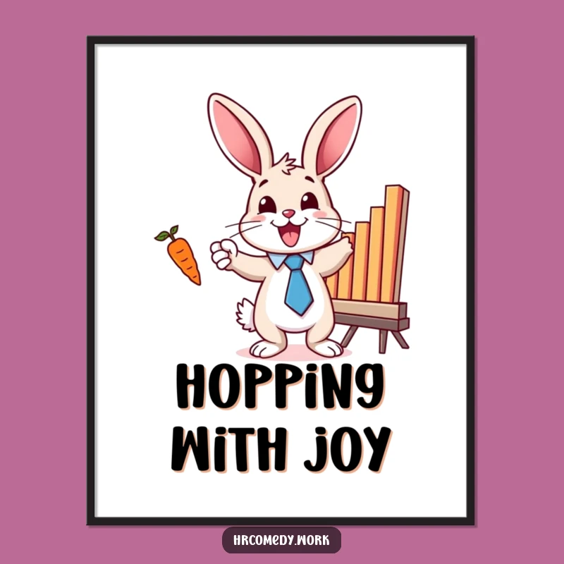 Funny Bunny Tie Digital Art: Motivational Chart Decor for Cheerful Spaces
