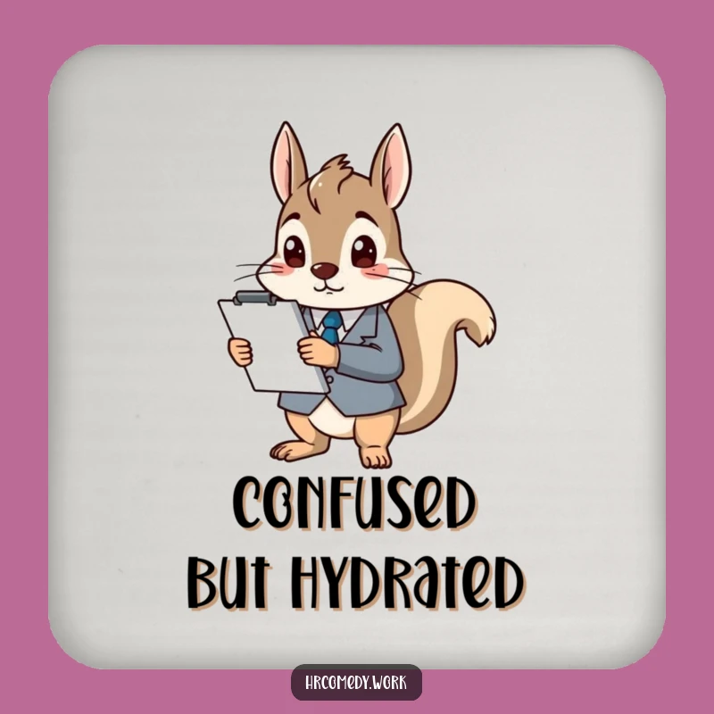 Funny Squirrel Coaster: Protect Surfaces with Confused Executive Humor
