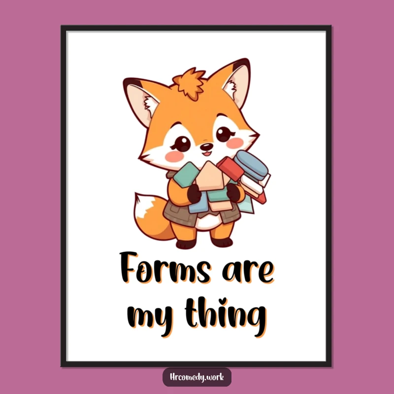 Funny Fox Vest Poster: Dapper Office Art for Humorous Decor