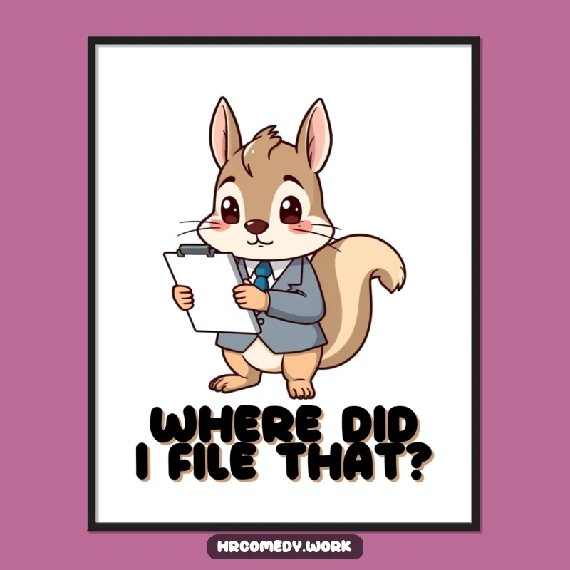 Funny Squirrel Poster: Whimsical Confused Office Art for Humorous Wall Decor