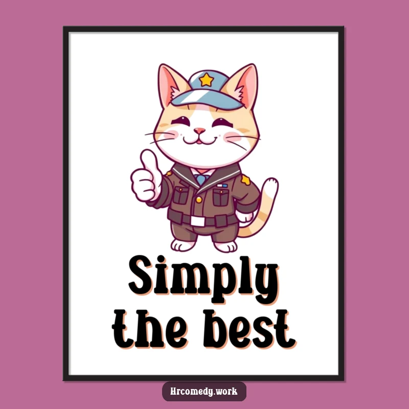 Funny Cat Uniform Poster: Cheerful Approval Art for Humorous Decor