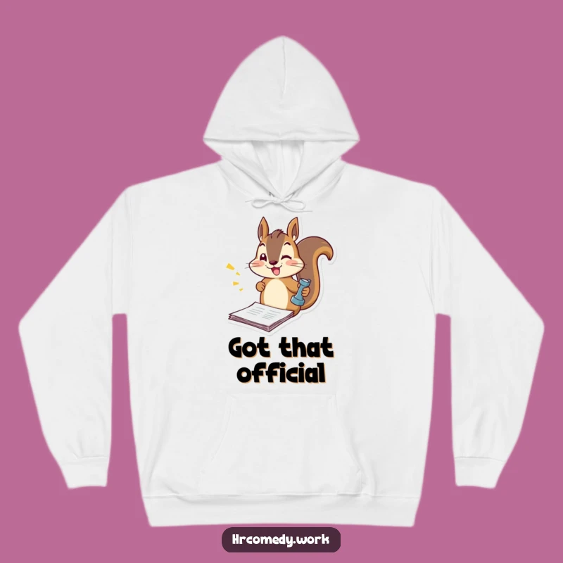 Funny Squirrel Stamping Documents Hoodie: Cozy & Energetic Comfort!