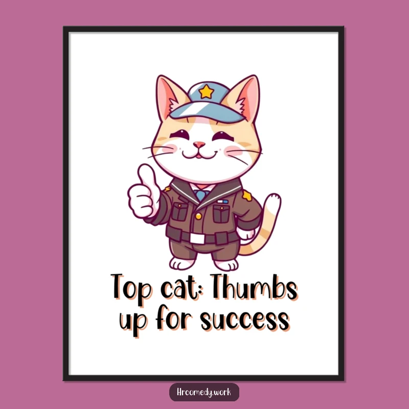 Funny Free Printable Wall Art: Cat's Thumbs Up, Quirky Downloadable Decor