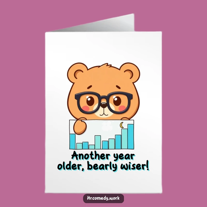 Free Printable Funny Birthday Card: Smart Bear Analyzing, Downloadable Gift for Nerds