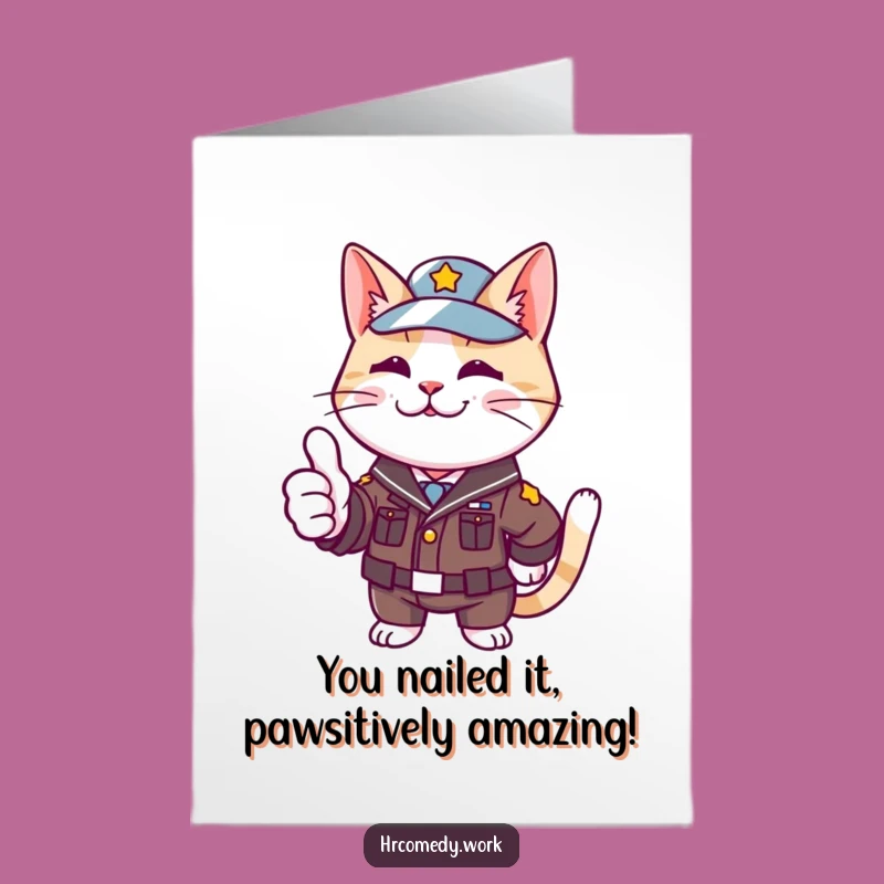 Free Printable Congrats Card: Cat's Thumbs Up Approval, Funny Downloadable Gift Idea
