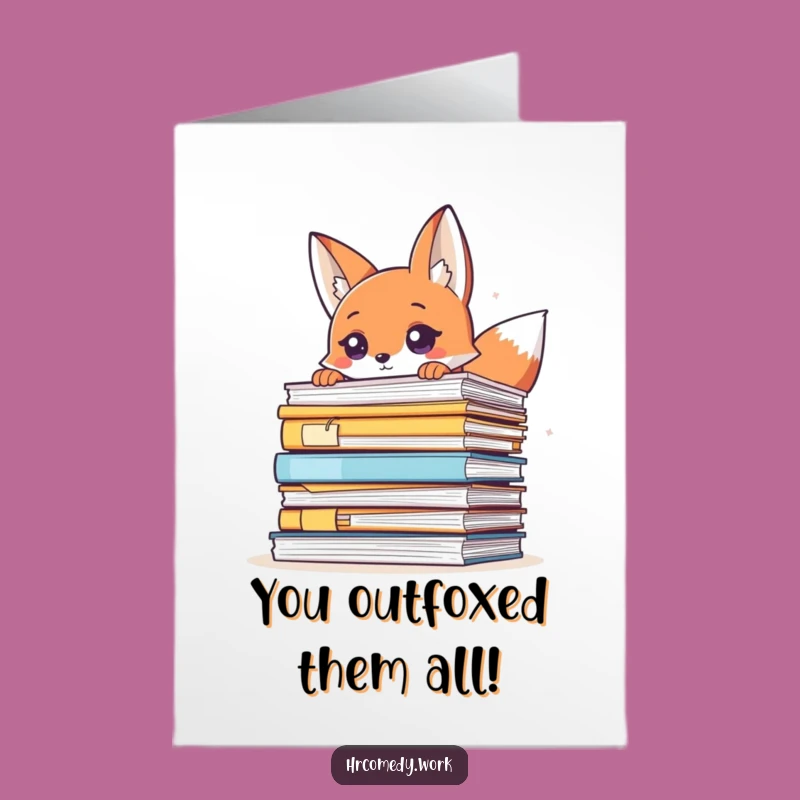 Free Printable Congrats Card: Clever Fox Peeking for a Joyful Downloadable Gift