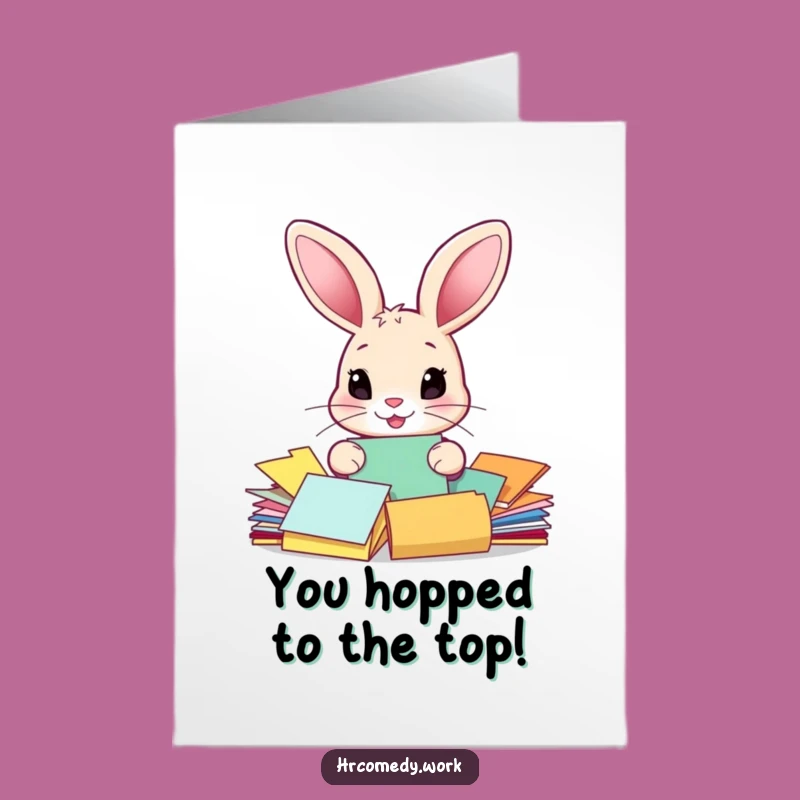 Free Printable Congrats Card: Funny Rabbit Sorting Papers for a Joyful Downloadable Gift