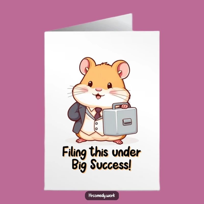 Free Printable Hamster Congrats Card: Suit Filing Cabinet Success Downloadable
