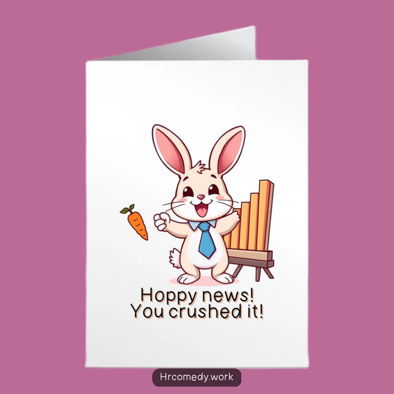 Free Printable Congrats Card: Bunny's Success Chart, Funny Downloadable Gift Idea