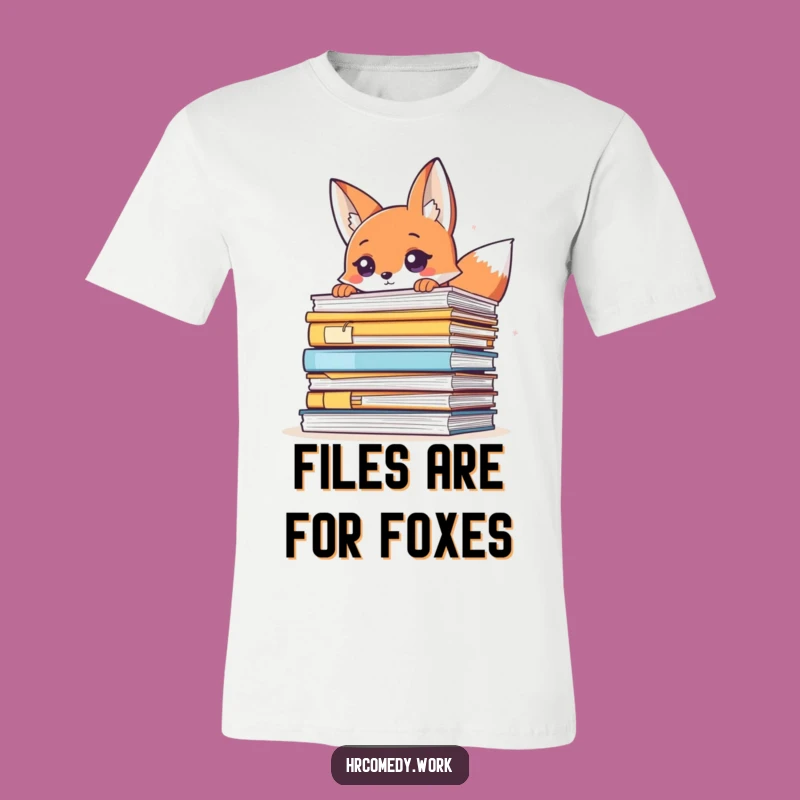 Funny Fox Peeking Files T-Shirt: Sly Style & Office Wit!