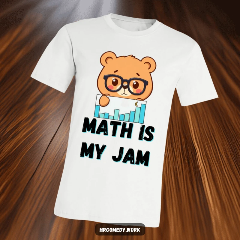 Funny t-shirt showing a bear wearing glasses, intensely focused on analyzing a scatter graph, perfect for data enthusiasts.