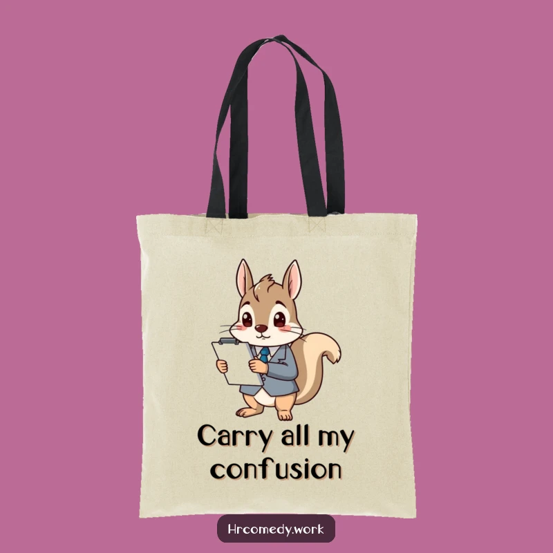 Funny Squirrel Tote Bag: Stylish Confused Executive Carry-All for Humorous Gifts
