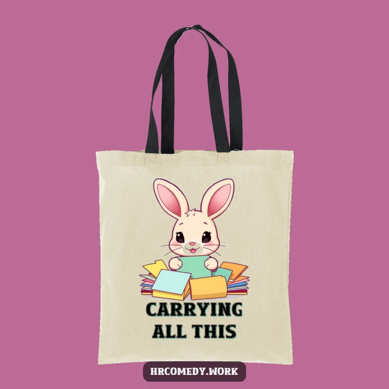 Funny Rabbit Sorting Papers Tote Bag: Carry Your Essentials with a Smile!